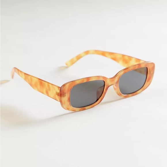 Urban Outfitters Sabrina Rectangle Sunglasses Orange Tortoiseshell Glasses - Picture 2 of 4